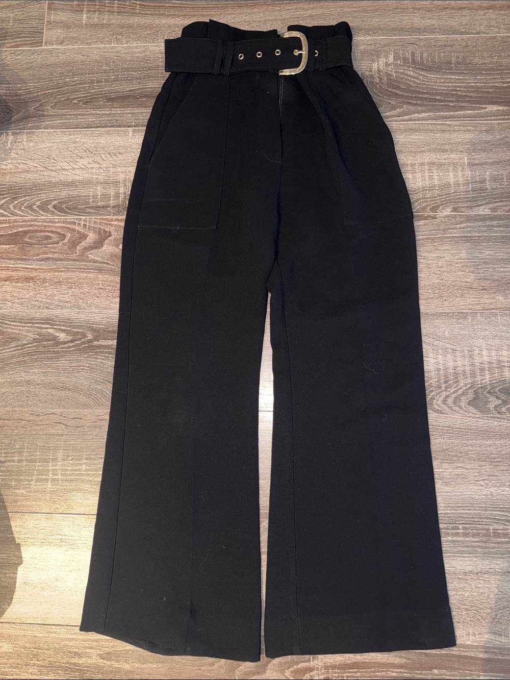 Marciano Black High-Waist Wide-Leg Trousers with Belt